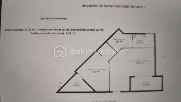 Appartement de 31,29 m²