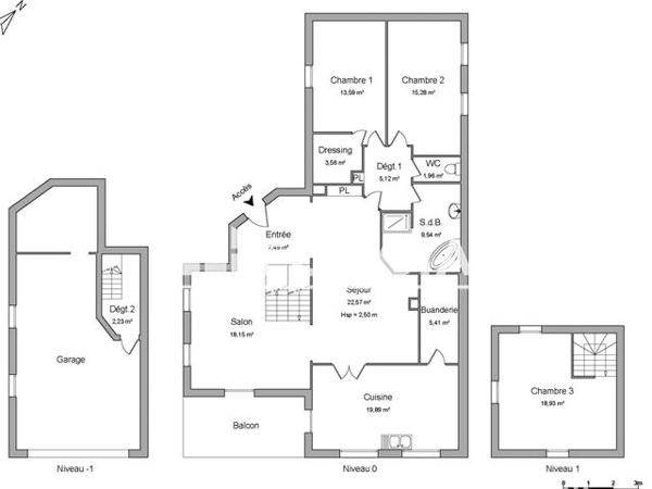 Location Maison 3 pièces 143.72 m² - 30 CHEMIN DU MORTIER Bessenay 69690