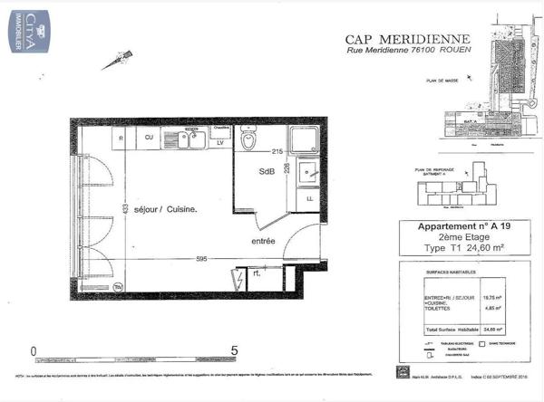 Appartement à louer 1 pièce 24.6m² Rouen (76100)