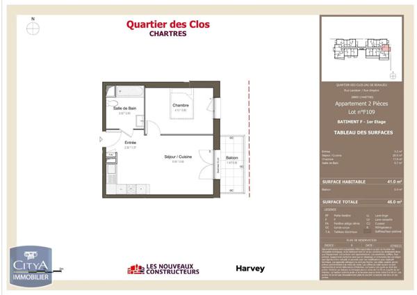 Appartement à louer 2 pièces 41m² Chartres (28000)