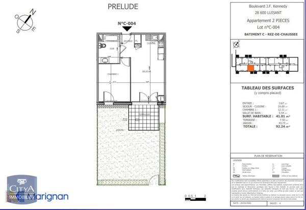 Appartement à louer 2 pièces 41.01m²