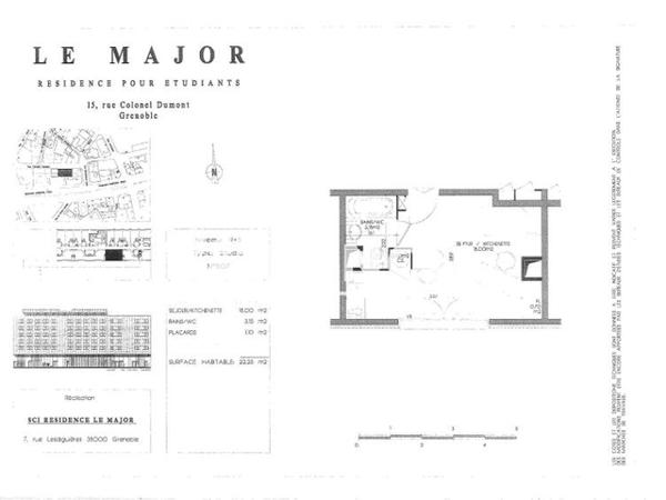 Location Studio 22.25 m² - 15 RUE COLONEL DUMONT Grenoble 38000