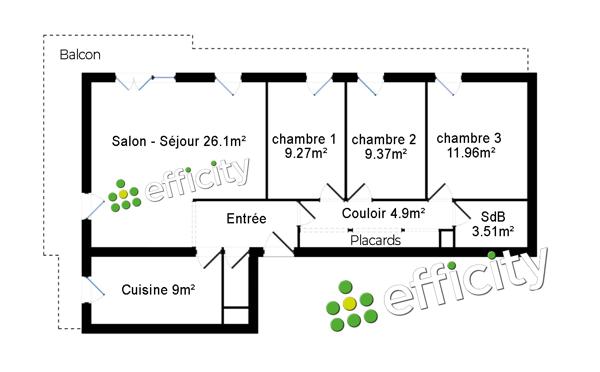 Appartement
         4 pièces
        - 82 m² 179 000 € *