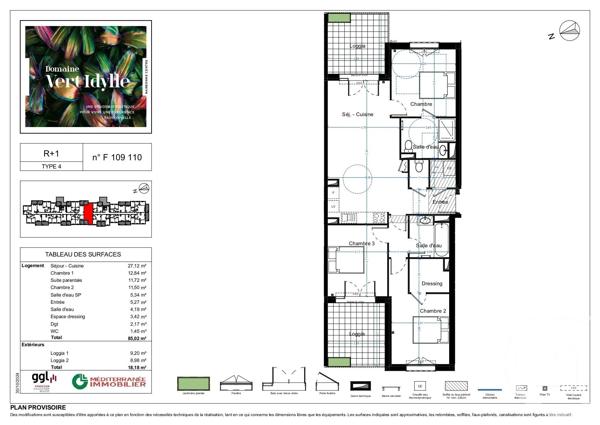 Appartement F3 à vendre  3 pièces - 102,72 m 2   NARBONNE  - 11