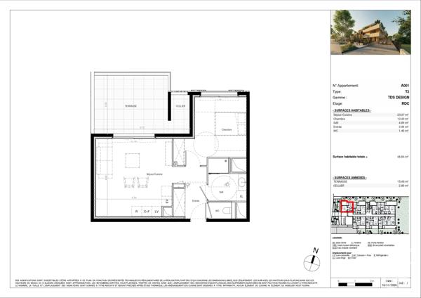 Appartement T2 à vendre  2 pièces - 47,03 m 2   BAILLARGUES  - 34