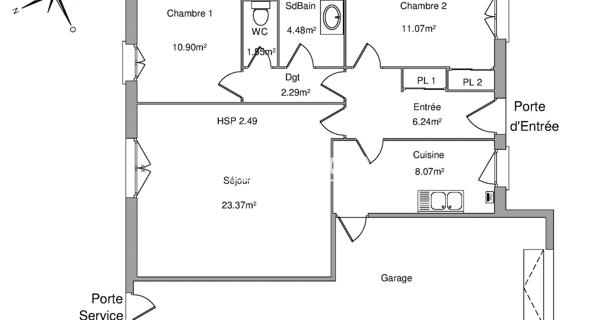 Location Maison 3 pièces 67.97 m² - Vouneuil-sous-biard 86580