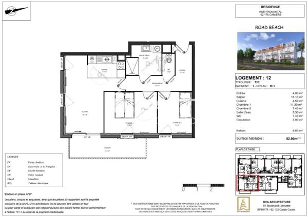 Appartement 3 pièces 53m²