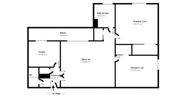 Appartement 3 pièces lumineux avec balcon et parking – Résidence récente avec ascenseur