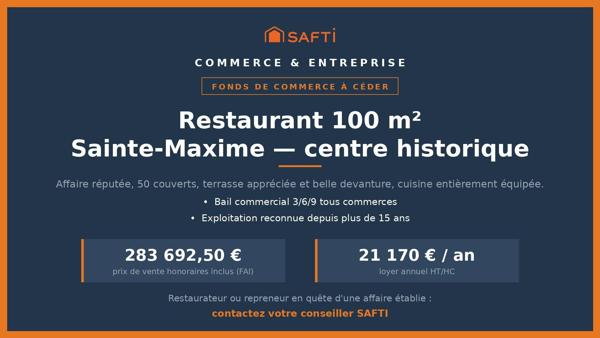 Restaurant réputé au cœur de Sainte-Maxime