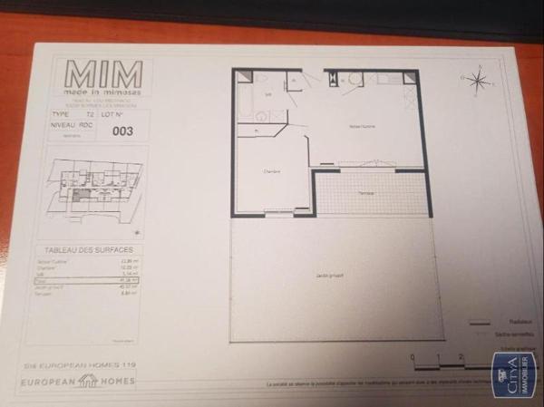 Appartement à louer 2 pièces 41.06m²