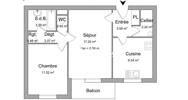 Location Appartement 2 pièces 50.75 m² - La Madeleine 59110