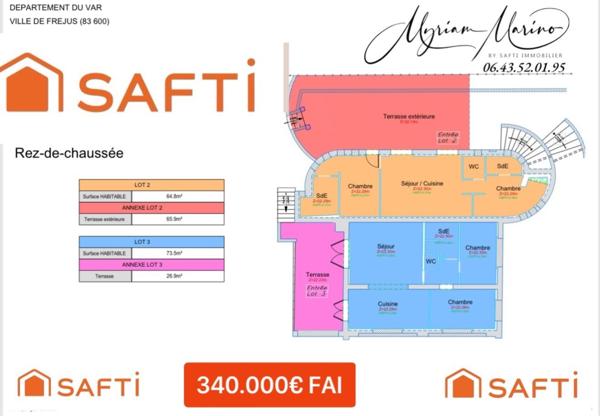 PROCHE DE LA MER - SUPERBE APPARTEMENT 3 PIÈCES EN REZ DE JARDIN  - SAINT-AYGULF (83370)