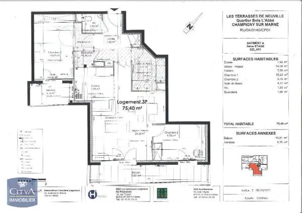 Appartement à louer 3 pièces 75.4m²