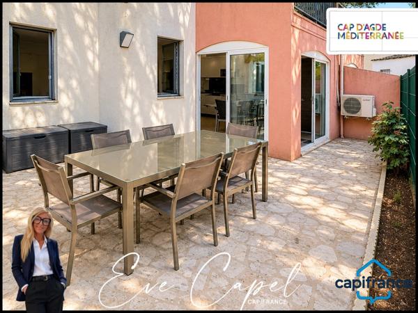 Appartement à vendre 3 pièces LE CAP D'AGDE (34), Rez de jardin, Secteur pinede proche tennis et village naturiste, 2 chambres + Parking