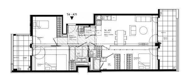 Lyon 7 – Appartement de 84,90 m² – 3 chamnbres – 2 loggias – garage