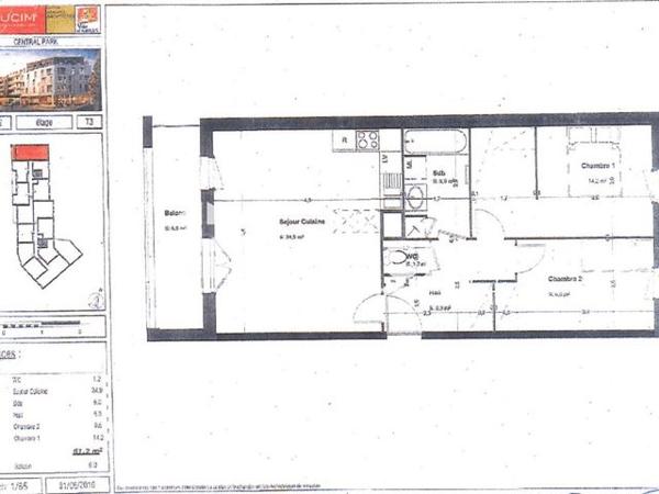 Location Appartement 3 pièces 61.2 m² - RUE MARECHAL DELATTRE DE TASSIGNY Arras 62000