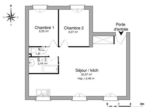 Location Appartement 3 pièces 54.13 m² - 21 TER RUE DES GODES CIRONS Guernes 78520