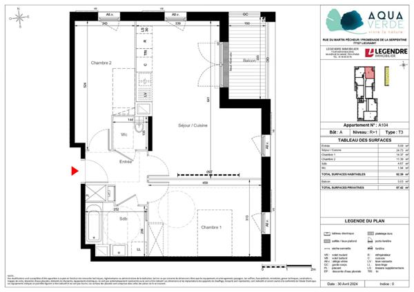 Achat appartement Lieusaint - 3 pièce(s) - 62 m² - 257 000 €