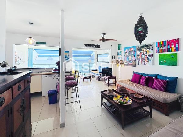 Pleine vue sur la mer, le rocher du Diamant et le Morne Larcher.