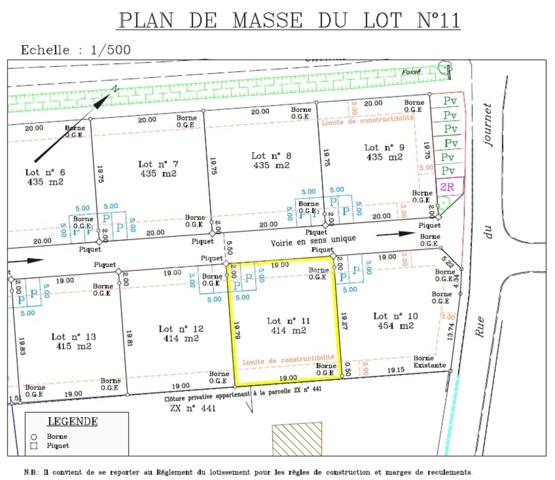 Terrain viabilisé en lotissement