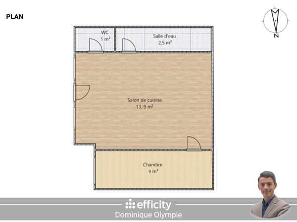 Appartement 2 pièces - 27 m² Exclusivité efficity