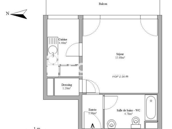 Location Studio 27.9 m² - 3 RUE GAZAN Paris 75014