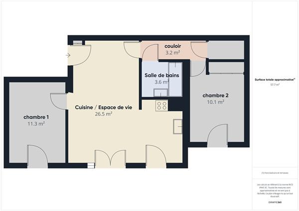 APPARTEMENT T3 EN REZ DE JARDIN AVEC CAVE ET GARAGE DANS RESIDENCE PRISEE AVEC PISCINE SITUE A BOURG LES VALENCE 26500