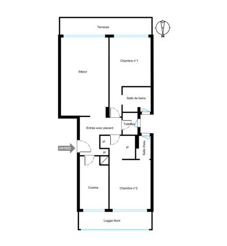 Cannes (06400) Résidence de standing - 3 pièces en étage élevé - quartier des Anglais