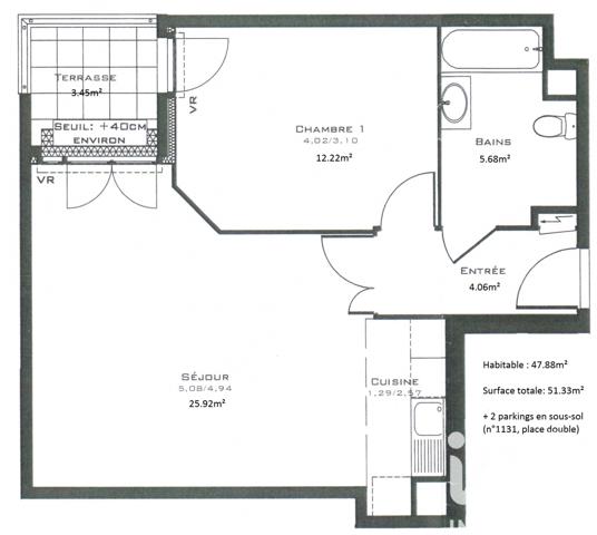Appartement à vendre 2 pièces 48 m² Ermont