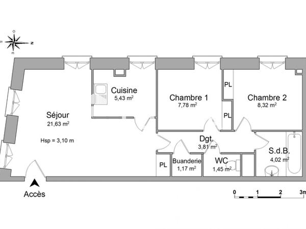 Location Appartement 3 pièces 53.61 m² - 9 QUAI METAYER Niort 79000