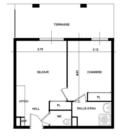 Appartement VALLAURIS 42.66 m²