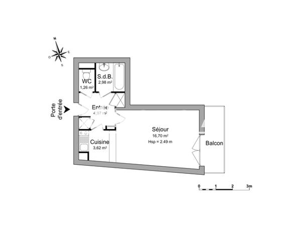 Location Studio 29.53 m² - 28 RUE KAGENECK Strasbourg 67000