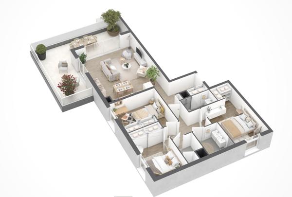 Appartement 4 pièce(s) 3 chambre(s) 89 m²