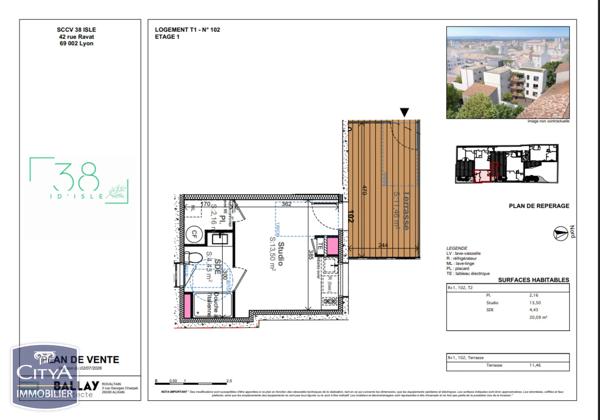 Appartement à vendre 1 pièce 20.09m² Valence (26000)