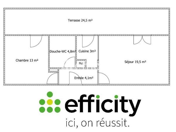 Appartement 2 pièces - 44 m² Exclusivité efficity