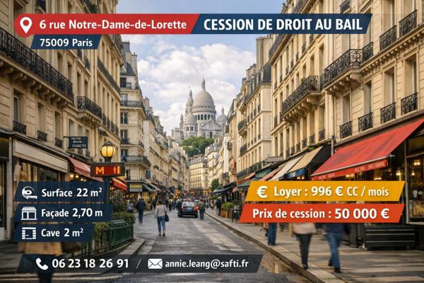 Opportunité rare dans un secteur à fort passage, au cœur de la très dynamique Rue Notre-Dame-de-Lorette.