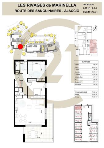 Appartement F3 à vendre  3 pièces - 72,30 m2 AJACCIO - 201