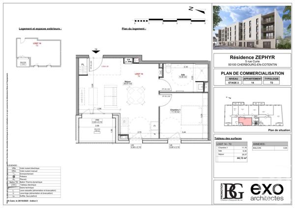 Appartement T2 à vendre  2 pièces - 46,54 m2 CHERBOURG EN COTENTIN - 50