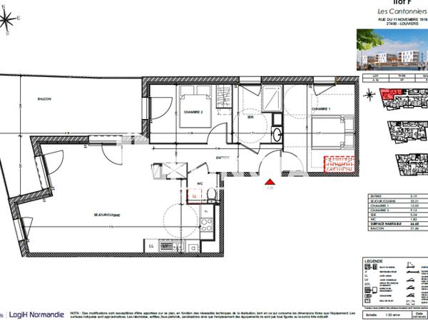 Location Appartement 3 pièces 66.6 m² - Louviers 27400