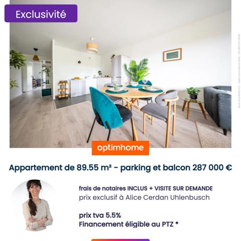Prix en baisse - GRAND et LUMINEUX appartement à vendre 4 pièces DIJON (21) avec balcon et parking souterrain