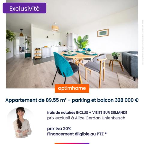 Prix en baisse - GRAND et LUMINEUX appartement à vendre 4 pièces DIJON (21) avec balcon et parking souterrain