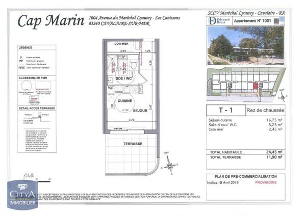 Appartement à louer 1 pièce 24.45m²