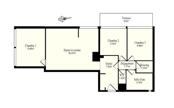 Appartement à vendre 3 pièces 78 m² Courbevoie
