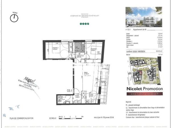 Location Appartement 3 pièces 66.9 m² - 27 AVENUE DU GRAND CHATELET Grenoble 38000