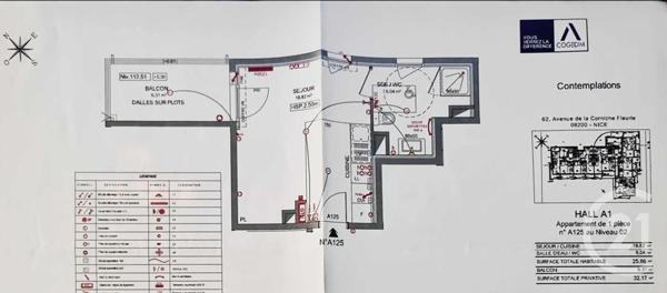 Appartement F1 à vendre  1 pièce - 25,86 m2 NICE - 06