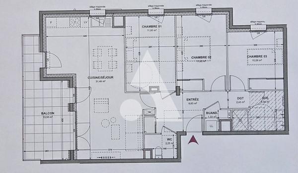 Appartement 4 pièces 83.51 m2