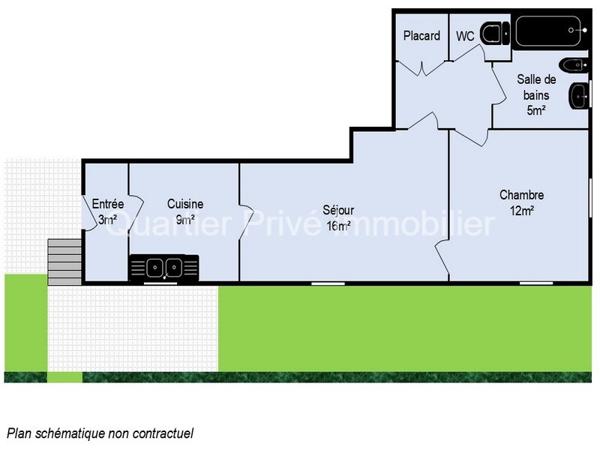 Allassac (19240) Appartement T2 entièrement rafraîchi avec jardin-terrasse et vue
