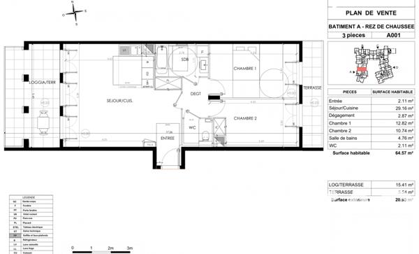 Appartement à vendre 3 pièces 64,57 m² Le Plessis-Robinson