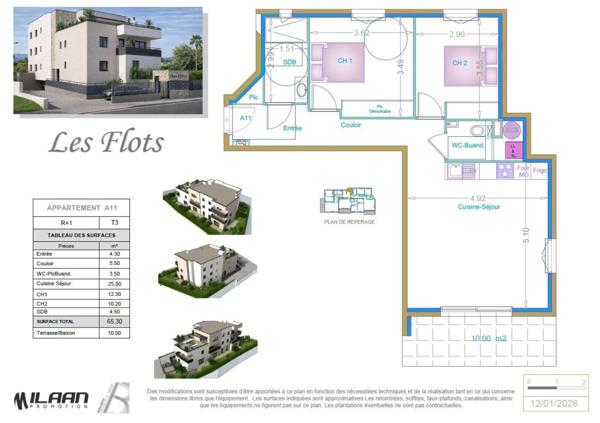 Appartement F3 - Avant dernier étage
