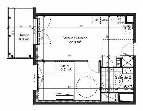 Appartement à louer    2 pièces • 40,70 m2 Le Petit-Quevilly